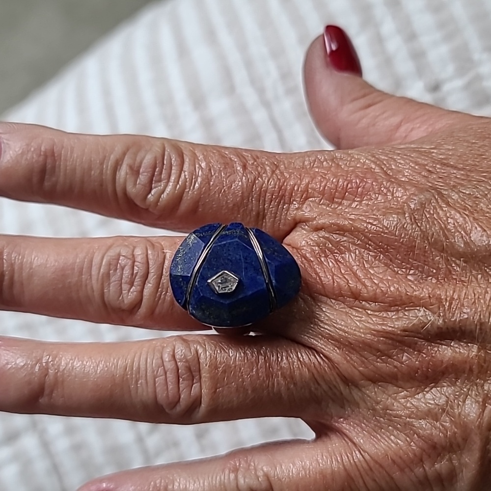 Silpada Deep Blue Lapis Ring with Silver Wire Detail